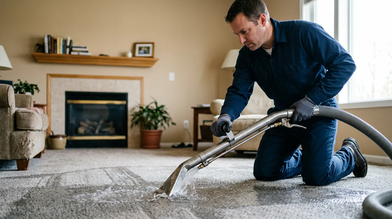 Water damage restoration technician working near Chadwick, MO